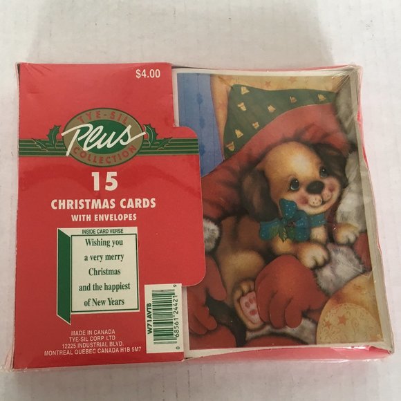 VTG Christmas greeting cards puppy on santas lap - Picture 1 of 7